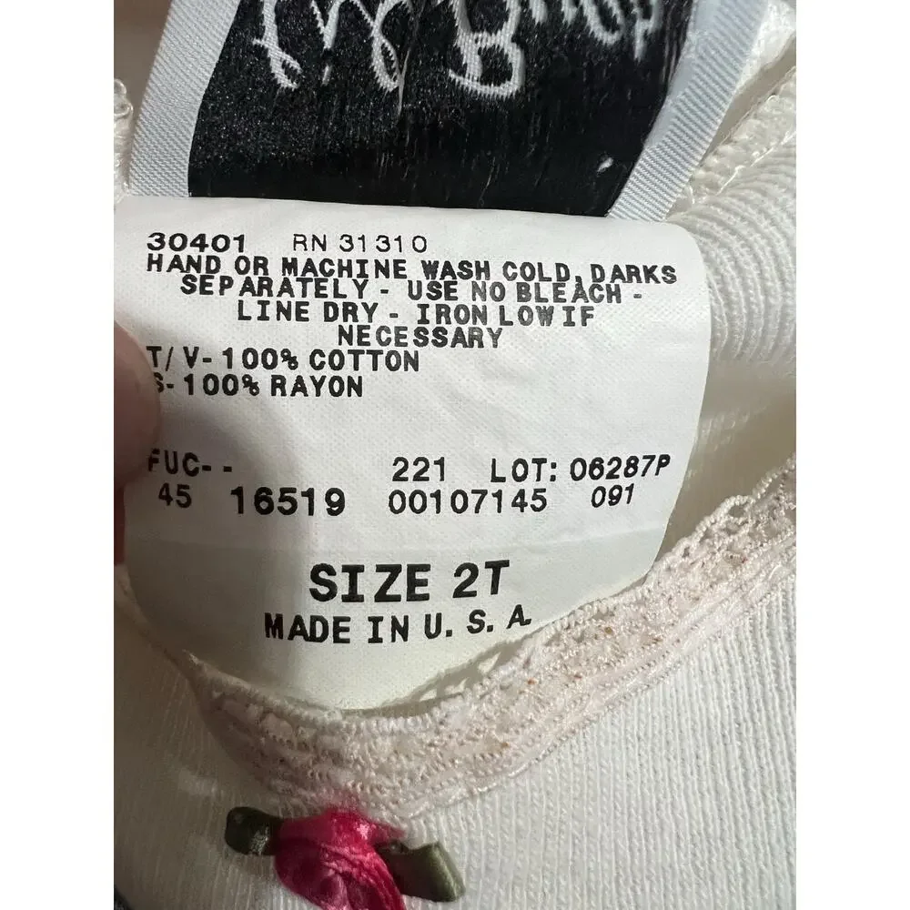 VTG Lil Byer Dress Toddler 2T Vest Floral Short Sleeve Western Denim Pink 90s